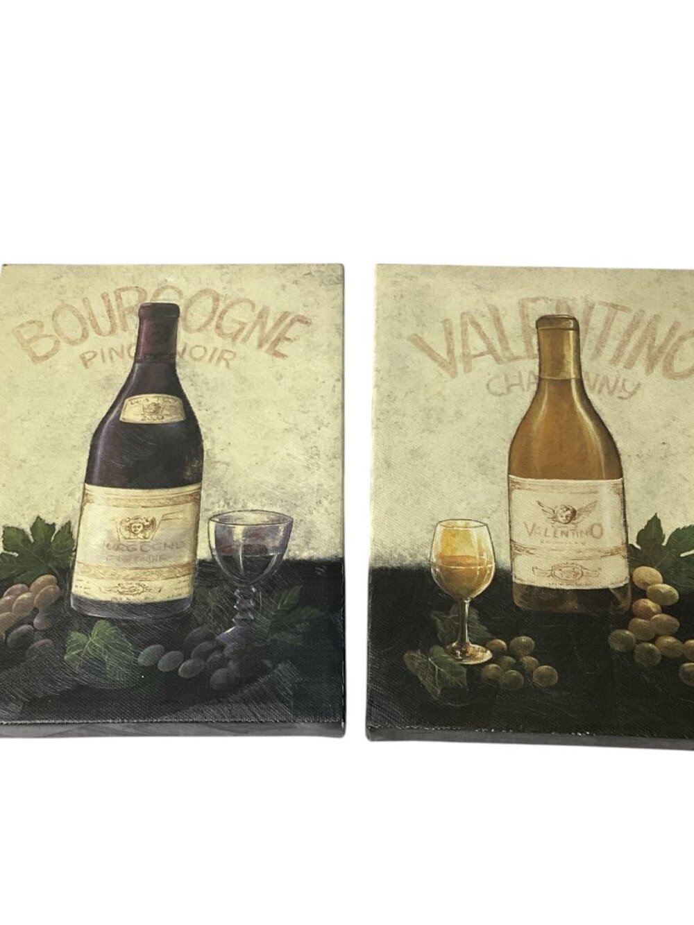 (2) Wine-Themed 6x8 Art Prints | Valentino Chardonnay & Bourgogne Pinot Noir